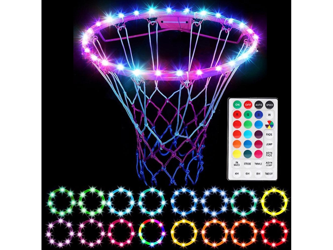Mali luz de Aro de Basquete Led com Controle Remoto 16 Cores 4 Modos À Prova D'água para Treino Noturno