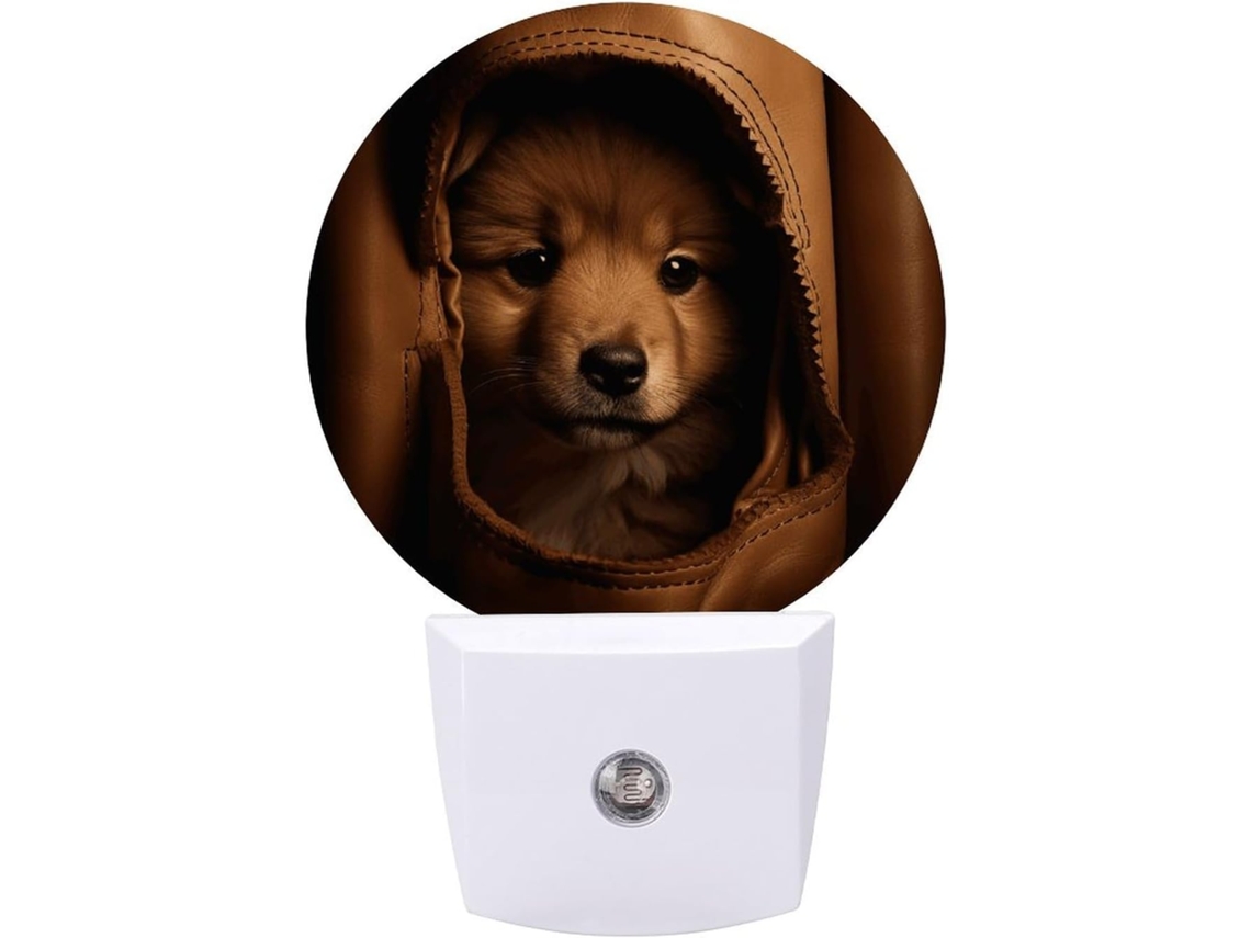 Luminária Noturna De Tomada, Em Formato De Filhote Chow, Com Sensor De Led, Luz Noturna Branca Quente E Suave