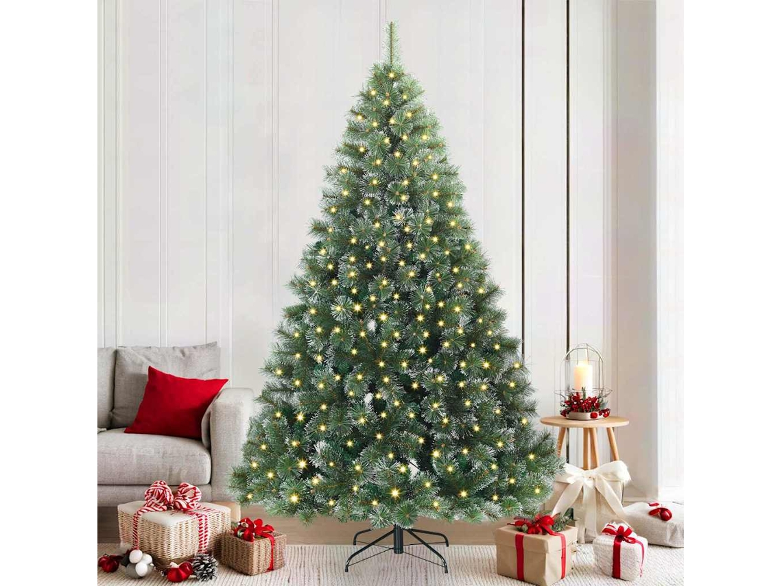 Vidaxl Árvore De Natal Artificial Com 300 Leds Verde 210 Cm Pe E Pvc
