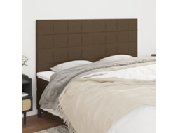Vidaxl Cabeceira Castanho Escuro 200x5x118/128 Cm Tecido