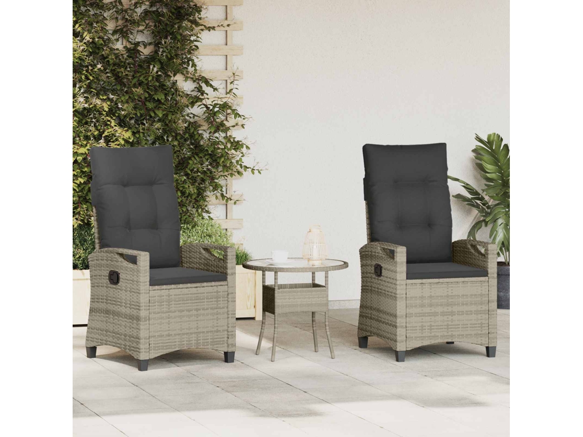 Vidaxl Cadeira De Jardim 2 Unid. Cinza Claro E Cinza Escuro