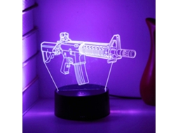 Luminária Noturna 3d Arma Criativa, Design De Mesa E Quarto, Luz Decorativa De Ambiente, Presente Divertido. Cor Preta. Viewleaf