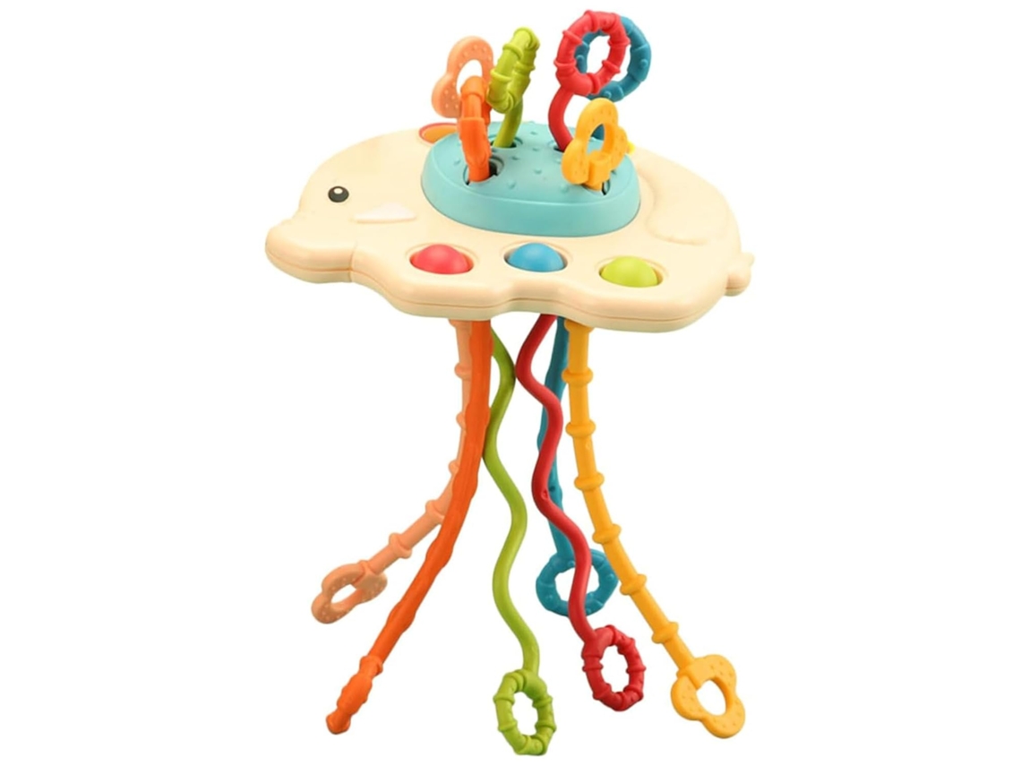 Brinquedo de Dentição com Corda para Bebê Montessori Sensorial para 6 12 Meses, Desenvolve a Pegada, Padrão Elefante CZHHMART