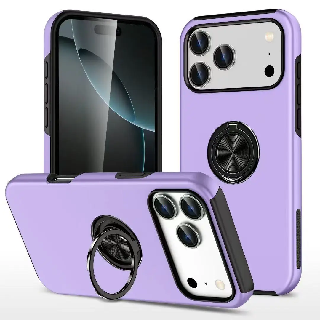 (roxo, Iphone 16 Plus) Capa De Celular Simples Com Suporte Magnético Em Anel, Capa Protetora De Plástico Resistente A Impactos.