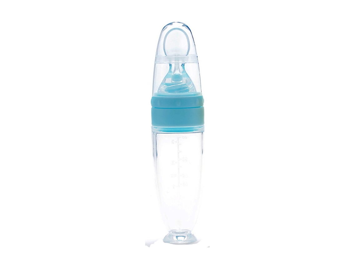 Garrafa de Purê com Colher LAXISCREED Silicone Azul