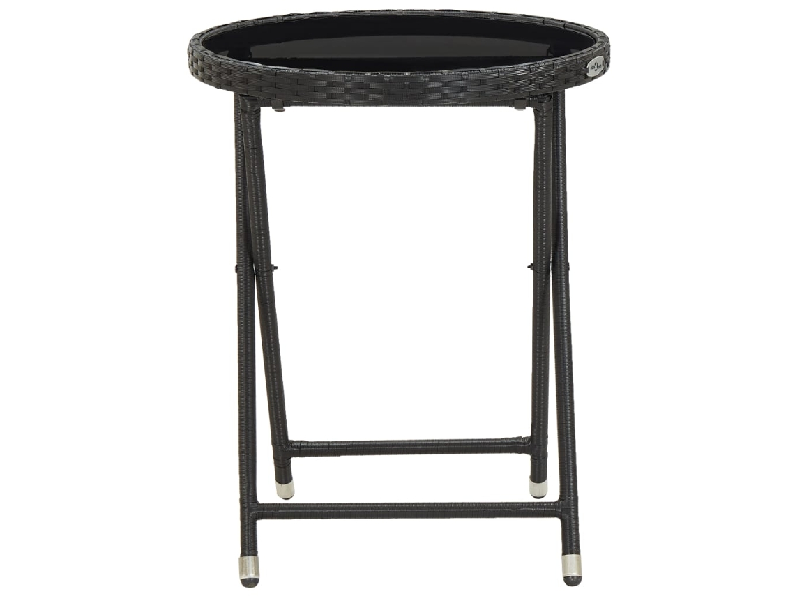Maison Exclusive - Mesa De Chá 60 Cm Vime Pe E Vidro Temperado Preto