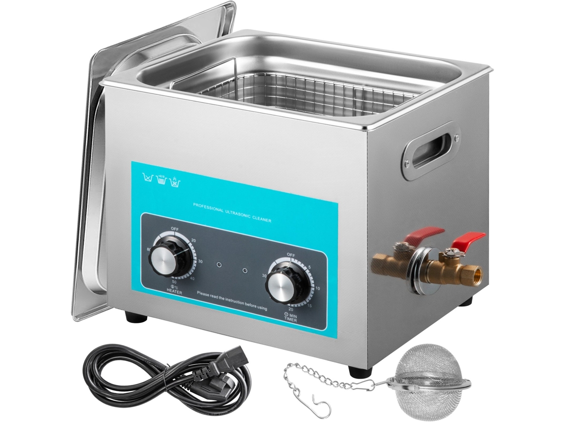 Limpador Ultrassônico 10L 240W com Aquecedor Ajustável Máquina de Limpeza Ultrassônica com 2 Botões para Joias Relógios e Óculos VEVOR
