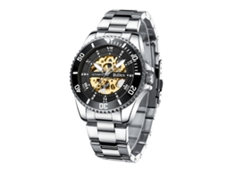 Relógio masculino MDUG com cronógrafo, pulseira azul, mostrador preto