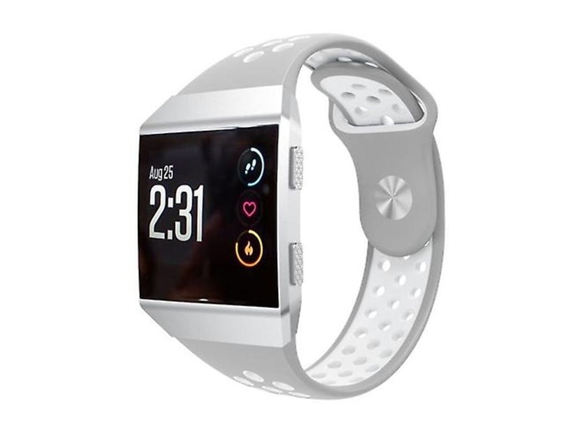 Pulseira De Relógio Lurelia Para Fitbit Ionic Silicone Cinza Branco