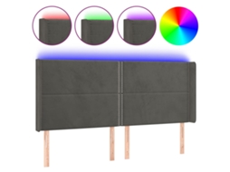 Led Headboard, Led Headboards Vidaxl Cinzeto Veludo (183 X 16 X 118/128 Cm)