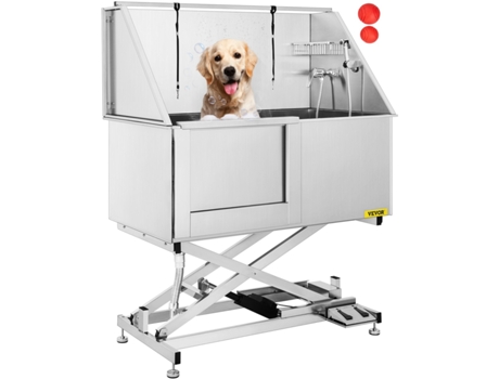 Banheira de Aço Inoxidável Profissional para Animais de Estimação com Elevação Elétrica Altura para Cães Grandes