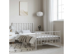 Vidaxl Estrutura De Cama Com Cabeceira E Pés 100x200 Cm Metal Branco