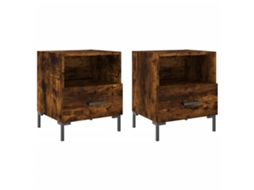 Conjunto de 2 Mesas Carvalho Fumado Cabeceira MAISON EXCLUSIVE Derivados Madeira 40x35x47,5 cm