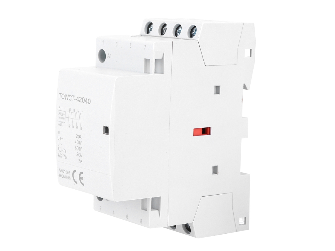 Contator Ac 4p 20a Para Casa, Operação Automática, Trilho Din 35mm, 230/240v, 4no, Ip40