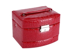 Caja De Joyería De 3 Capas Con Espejo Y Mango Para Collares Anillos Broches Pulseras