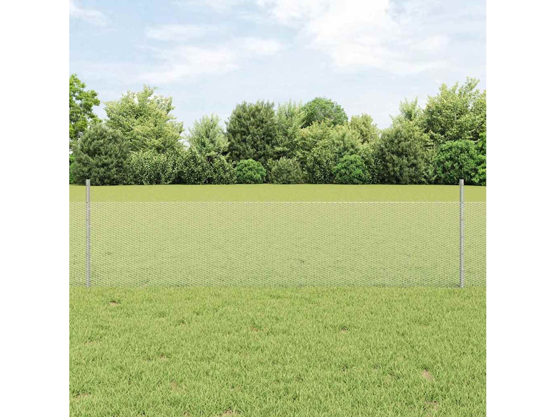 Vidaxl Cerca Hexagonal Com Poste 10 X 0,5 M Aço Galvanizado Prateado