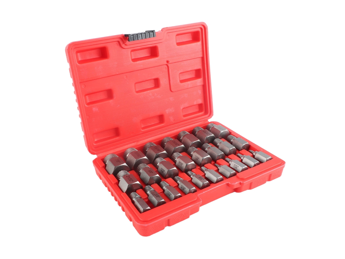 Kit De Extractores De Parafusos Danificados Laxiscreed 25 Peças Para Remover Porcas E Pinos Resistentes
