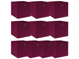 Vidaxl Caixas De Arrumação 10 Pcs 32x32x32 Cm Tecido Vermelho Escuro