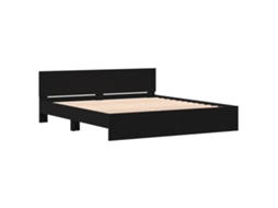 Estrutura De Cama Com Cabeceira Carvalho Preto Madeira Engenheirada Vidaxl Preto Aglomerado De Partículas (180 X 200 Cm)