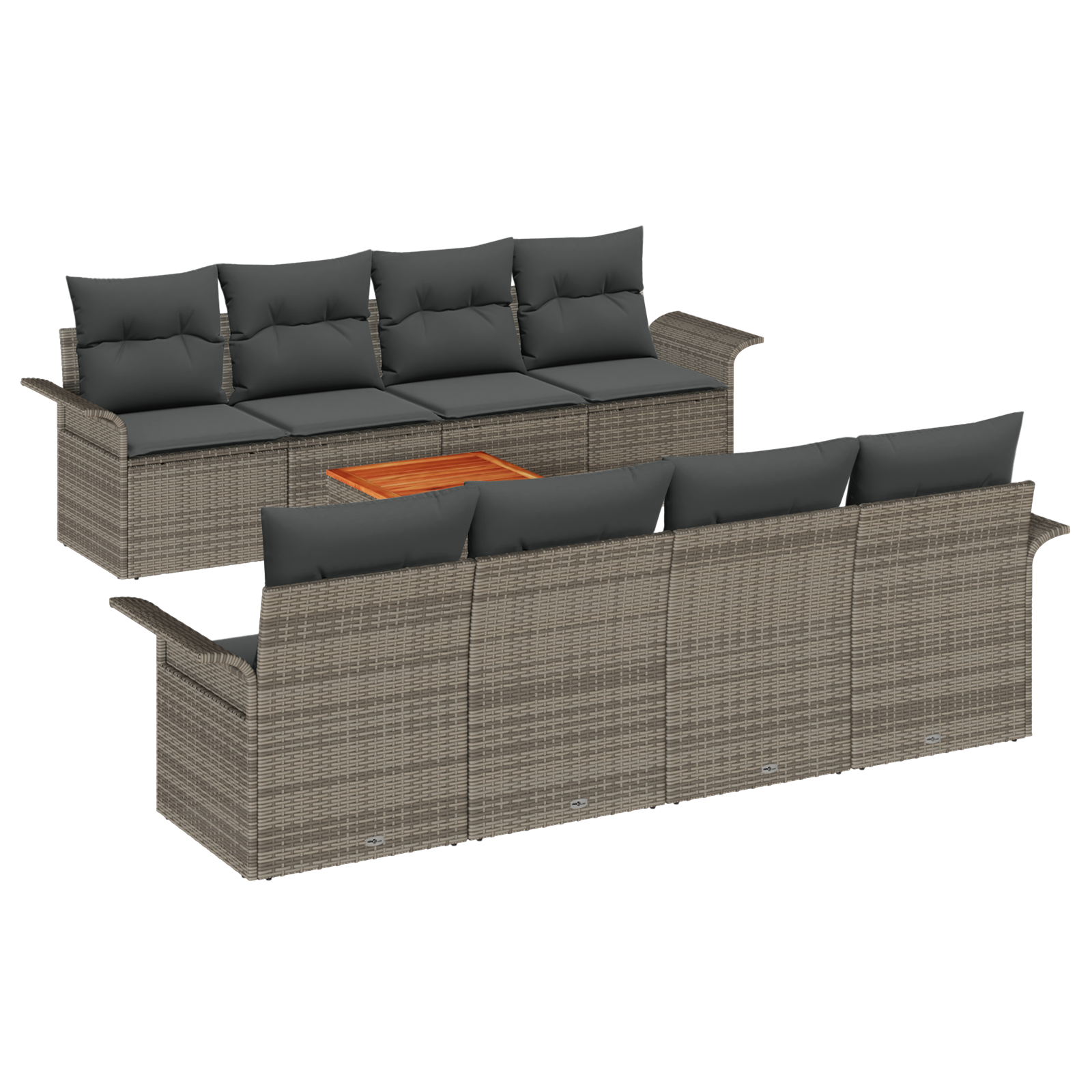 Conjunto 9 Móveis De Jardim Vidaxl Cinzento Vime Pe (251 X 62 X 69 Cm)