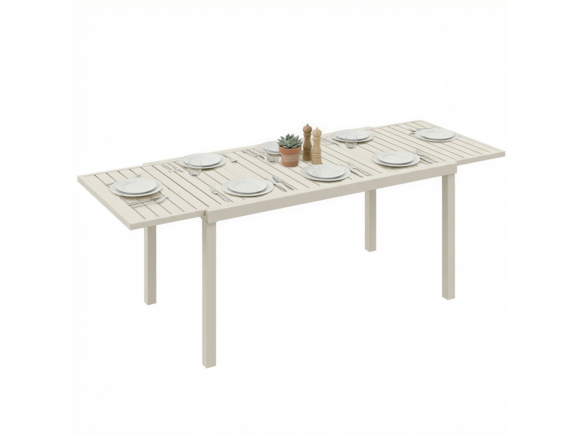 Mesa de Jardim Extensível, Alumínio, Preta, para 6 a 8 Pessoas ZENCORE SERVICES