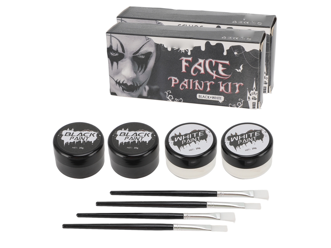 Pintura De Cara Y Cuerpo En Blanco Y Negro, Conjunto De Maquillaje Para Fiestas, Disfraces Y Eventos Temáticos