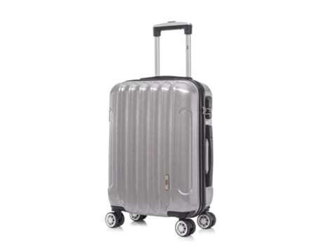 Mala de Cabine 1990S Rk04 RAYKONG Semi-Rígida 4 Rodas Prata 55X39X21 Cm 45L
