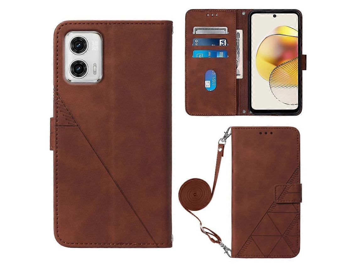 Capa De Couro Dobrável Com Relevo 3d Para Motorola Moto G73 Crossbody