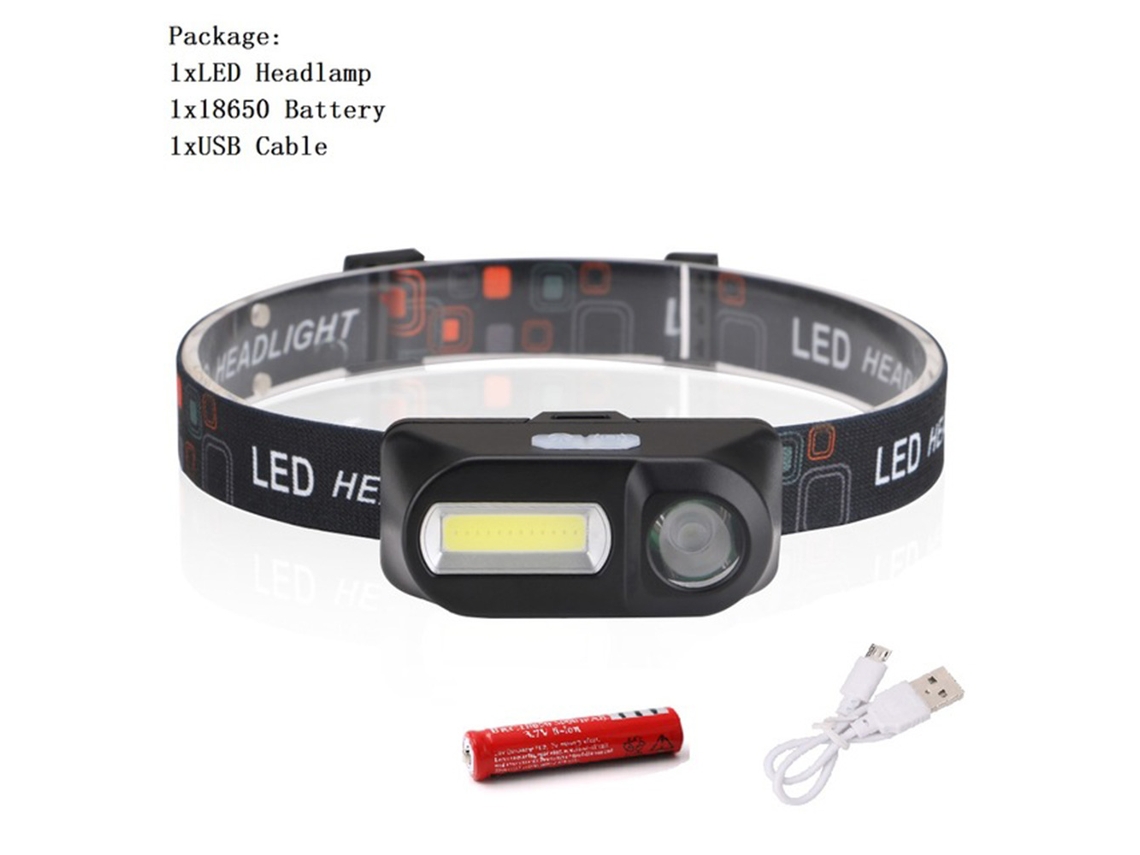 Lanterna De Cabeça Leve E Prática (led Cob/xpe) Com Carregamento Usb., Lanterna Elegante E Fácil De Usar Com Led Cob/xpe Brilhante