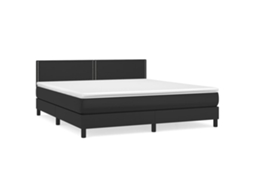 Cama com Molas Couro Artificial Preto MAISON EXCLUSIVE 180x200 cm