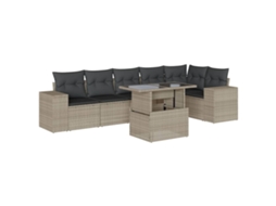 Conjunto de 7 Sofás de Jardim com Almofadões Vime Pe Cinzento Claro MAISON EXCLUSIVE (7 pcs)