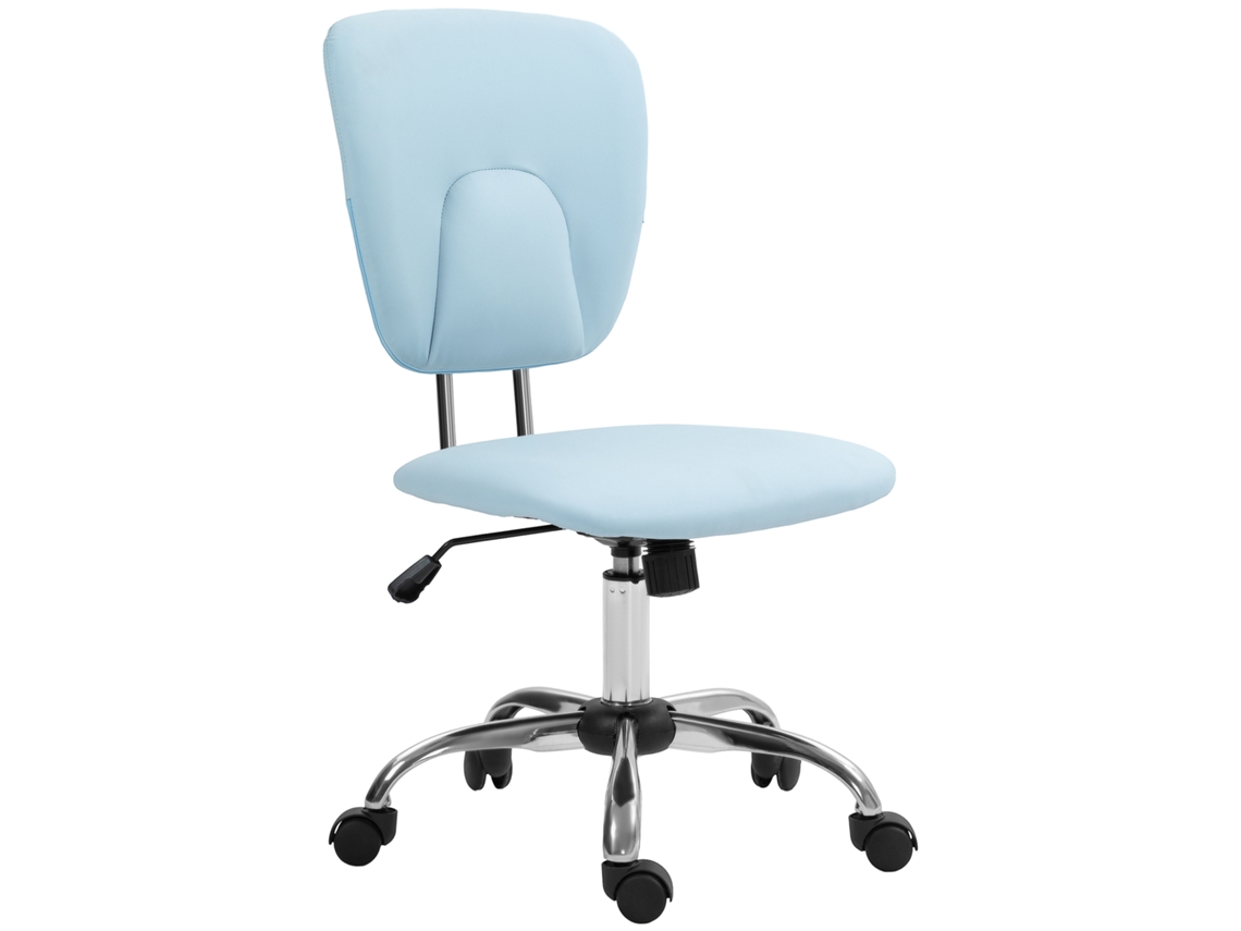 Cadeira De Escritório Giratória De Couro Pu Com Altura Ajustável E Função Basculante 50x54x87,5-96,5 Cm Azul Claro