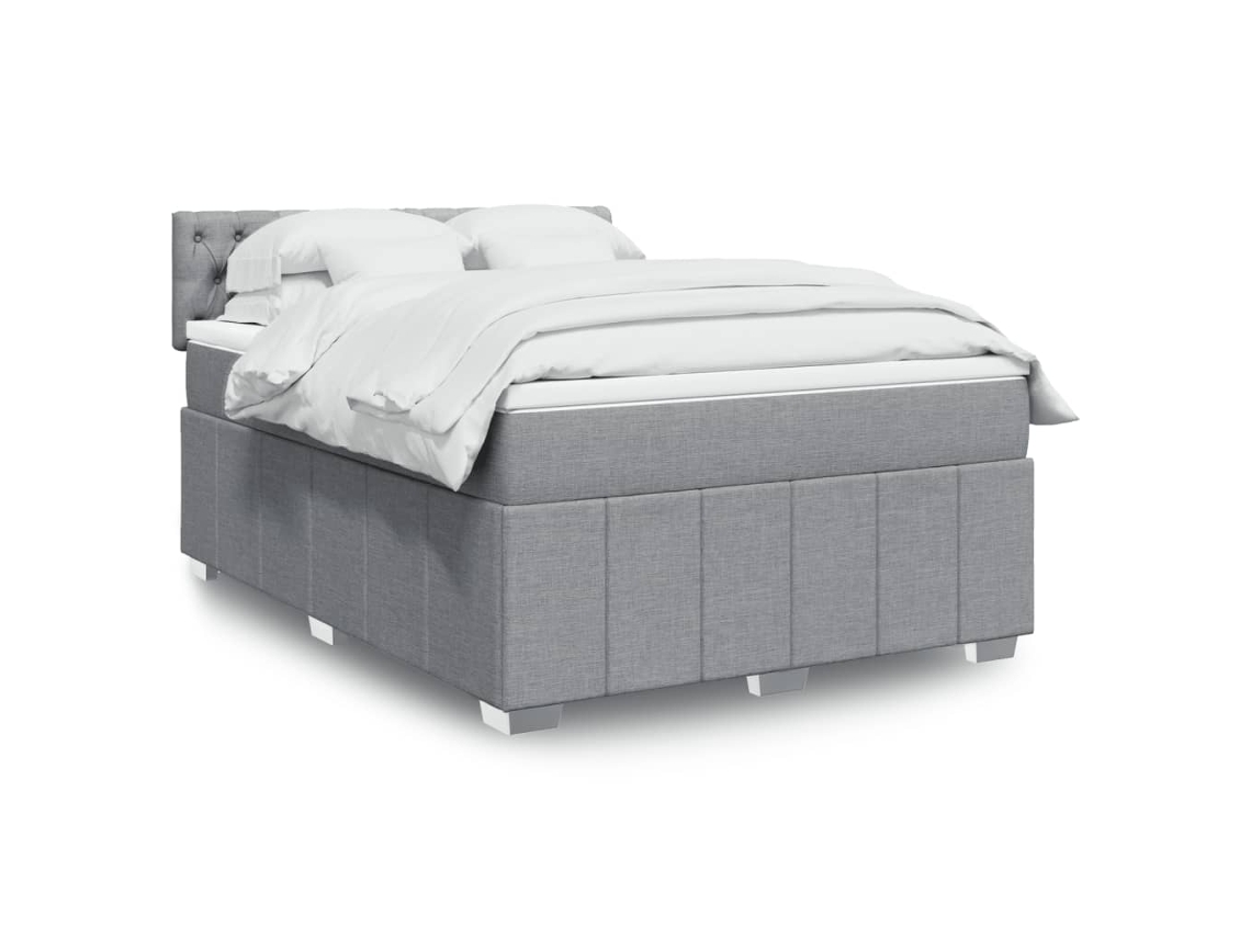 Vidaxl Cama com Molas/colchão 140x200 Cm Tecido Cinzento claro