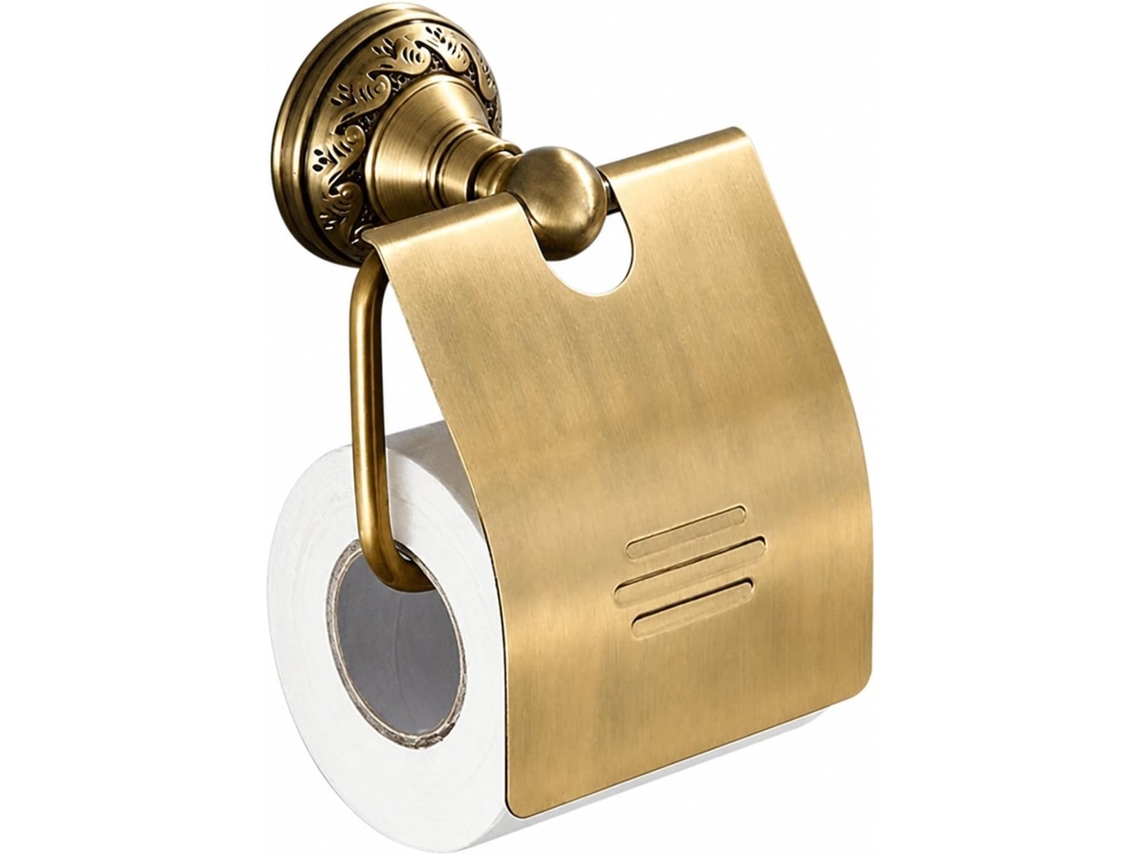 Porta Papel Higiênico Em Bronze Antigo Com Prateleira Ms 13992