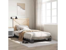 Vidaxl Estrutura De Cama Com Cabeceira 100x200cm Pinho Maciço Cinza