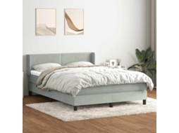 Vidaxl Cama Com Molas/colchão 160x210 Cm Veludo Cinzento-claro