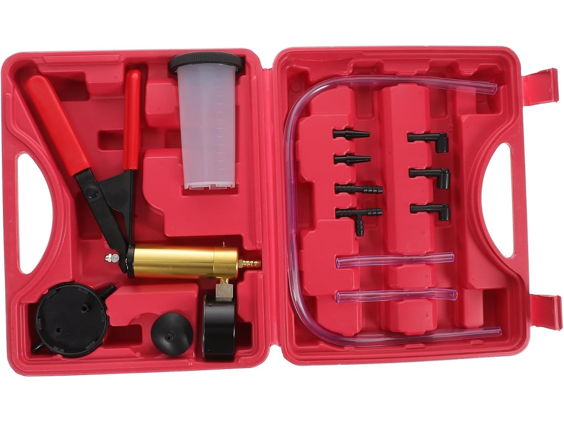 Kit de sangria manual Freio com ferramenta de drenagem a vácuo e manutenção inclusa.