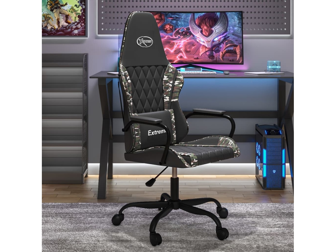 Vidaxl Cadeira Gaming Couro Artificial Preto E Camuflado