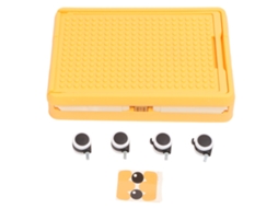 Caixa de Armazenamento de Brinquedos com Tampa e Rodas Organizador de Blocos Laranja Rolante