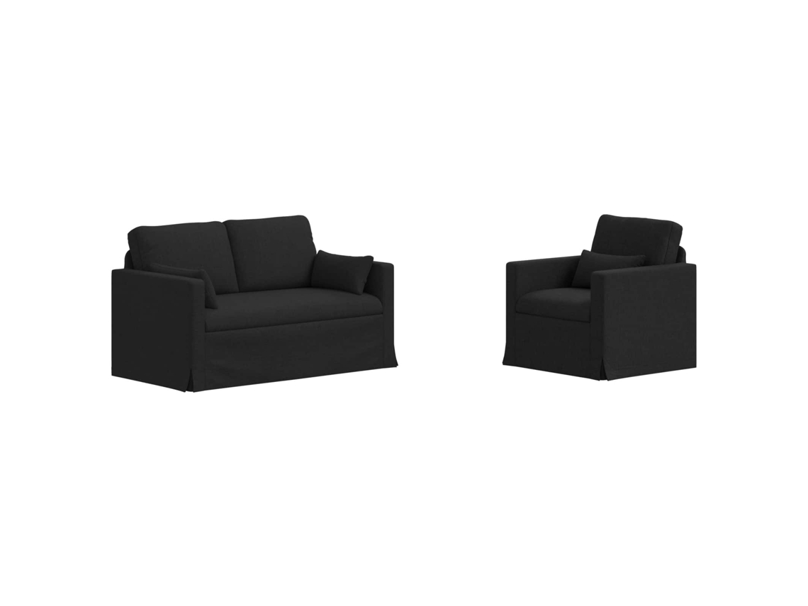 Maison Exclusive - Conjunto De Sofás 2 Unid. Preto Tecido