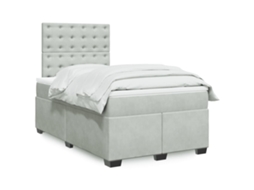 Vidaxl Cama Boxspring Com Colchão 120x190 Cm Veludo Cinzento-claro