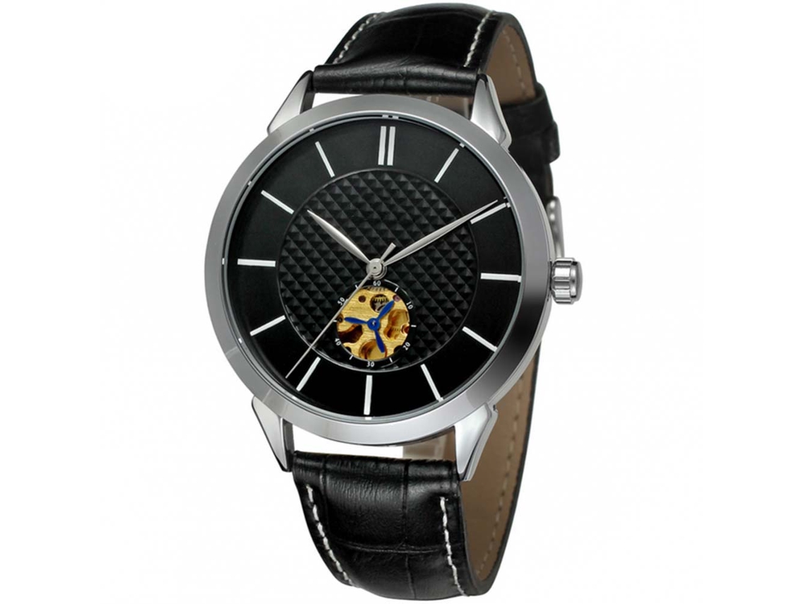 Reloj Automático Hombre Forsining Correa De Cuero Pu Analógico (negro Plata)