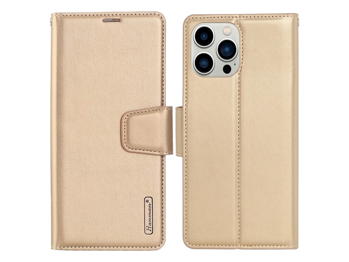 Capa Para Iphone 15 Pro Max Pele Sintética Dourado