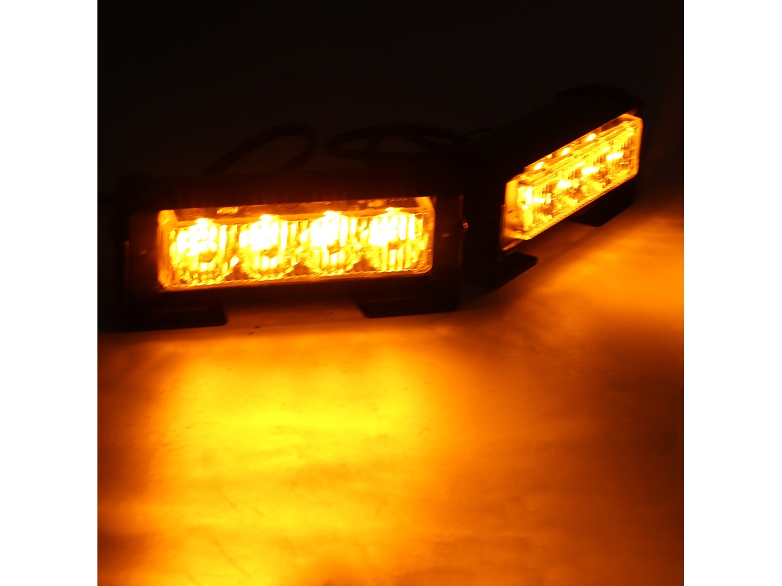 Luzes Intermitentes Amarelas De 12 V Com 4 Leds * 2, Luzes Estroboscópicas De Aviso Da Grelha Frontal Do Automóvel, Uma A Duas Luzes De Barra Longa, L