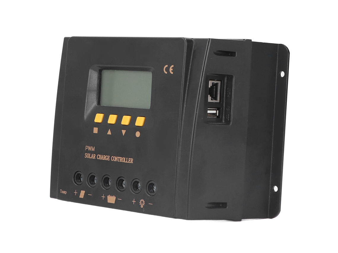 Controlador de carga solar 12V/24V 30A com display LCD e PWM