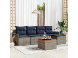 Vidaxl Conjunto De Sofá De Jardim 6 Unid. Cinzeto Vime Pe