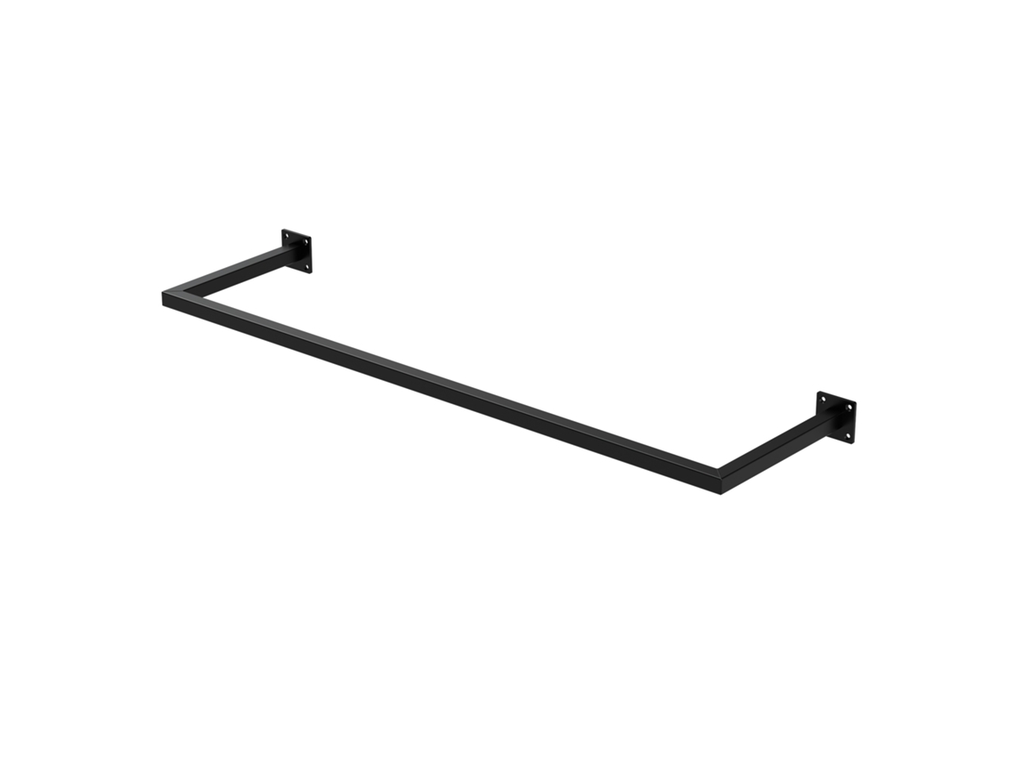 Varão De Roupa Retangular Para Parede 30X110 Cm Aço Preto ML-DESIGN
