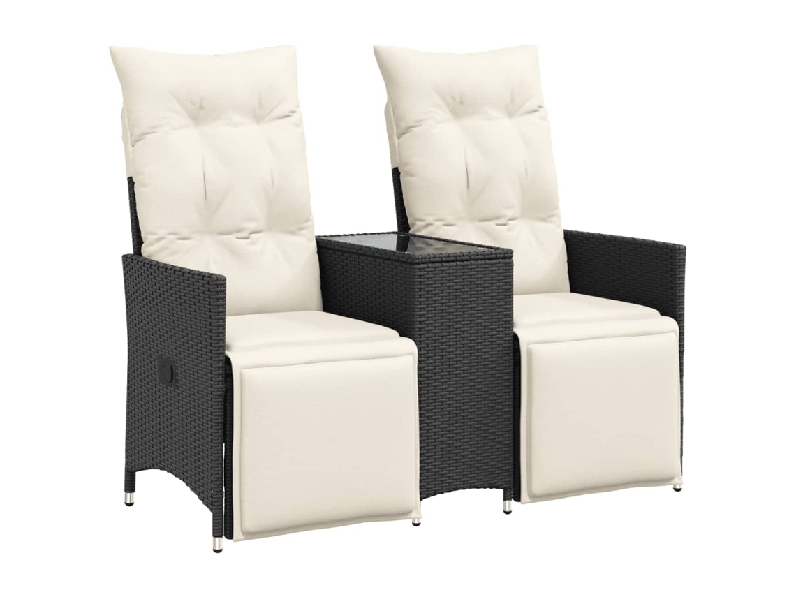 Maison Exclusive - Sofá De Jardim Reclinável 2 Lugares Com Mesa Vime Pe Preto
