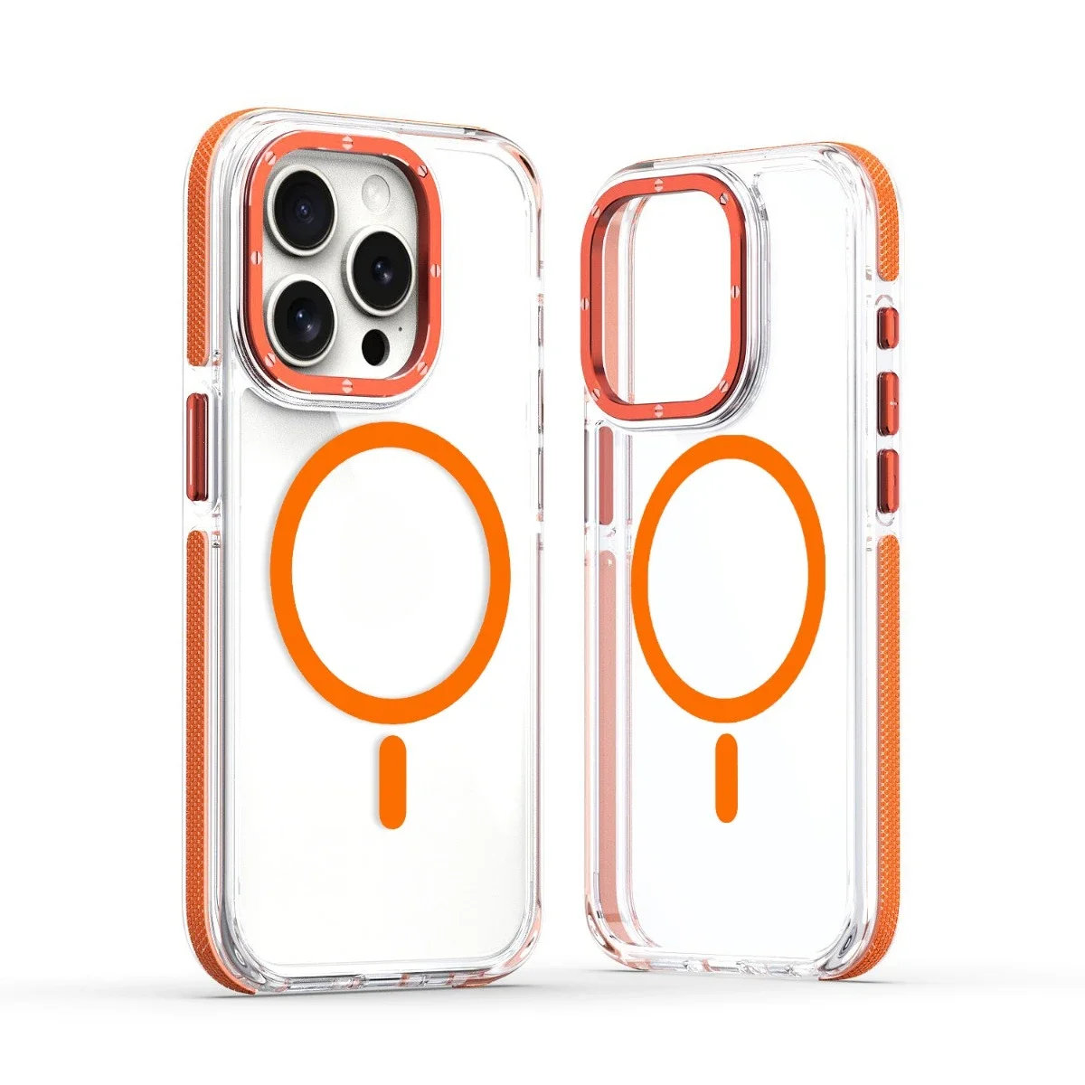 (iphone 12 Pro Max, Laranja) Capa Protetora Magnética Transparente Para Iphone, Compatível Com Carregamento Sem Fio Magsafe.