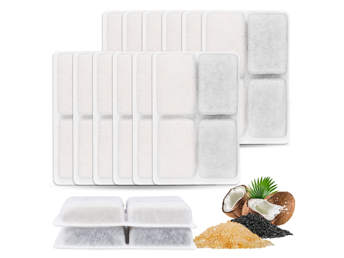 Cartuchos De Filtro Para Bebedouro, Pacote Com 12 Unidades, Carvão Ativado De Casca De Coco, Compatíveis Com Furrybaby.